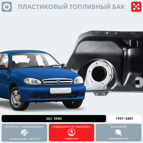 Купить Топливный бак ЗАЗ Sens пластиковый, 1997-2007 г.в. (BP) Топливный бак ЗАЗ Sens пластиковый, 1997-2007 г.в. (BP)